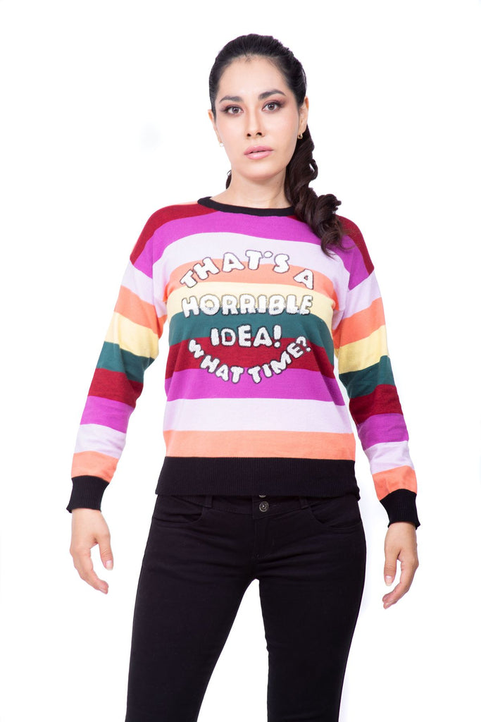 Suéter multicolor en tejido de punto con gráfico frontal Lulumari