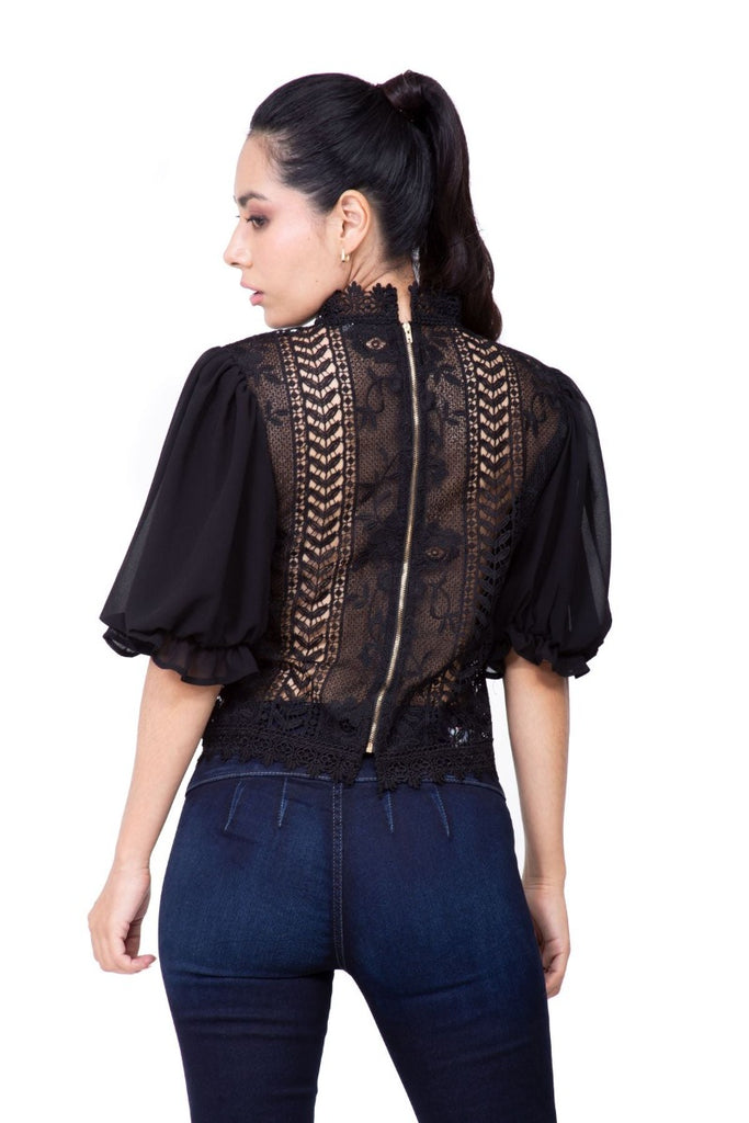 Encaje Shein Blusa Negra Manga Corta Negra Manga Corta Blusas Con