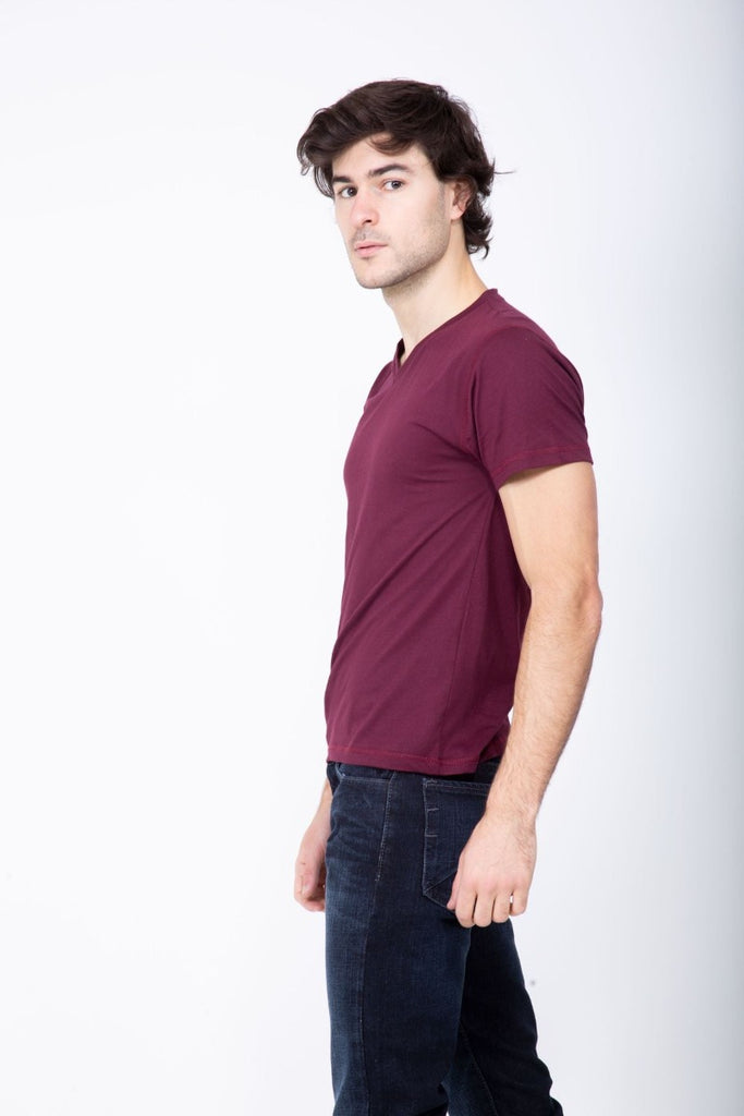 Playera manga larga top cuello v hombre