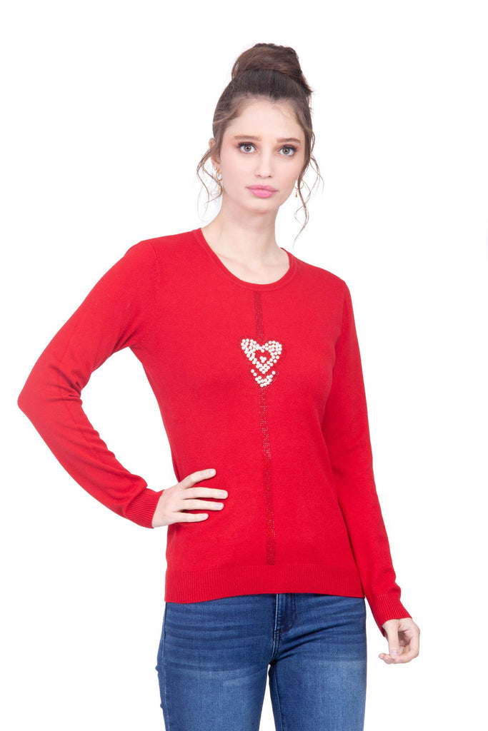 Suéter rojo con corazón de pedrerí­a Lulumari