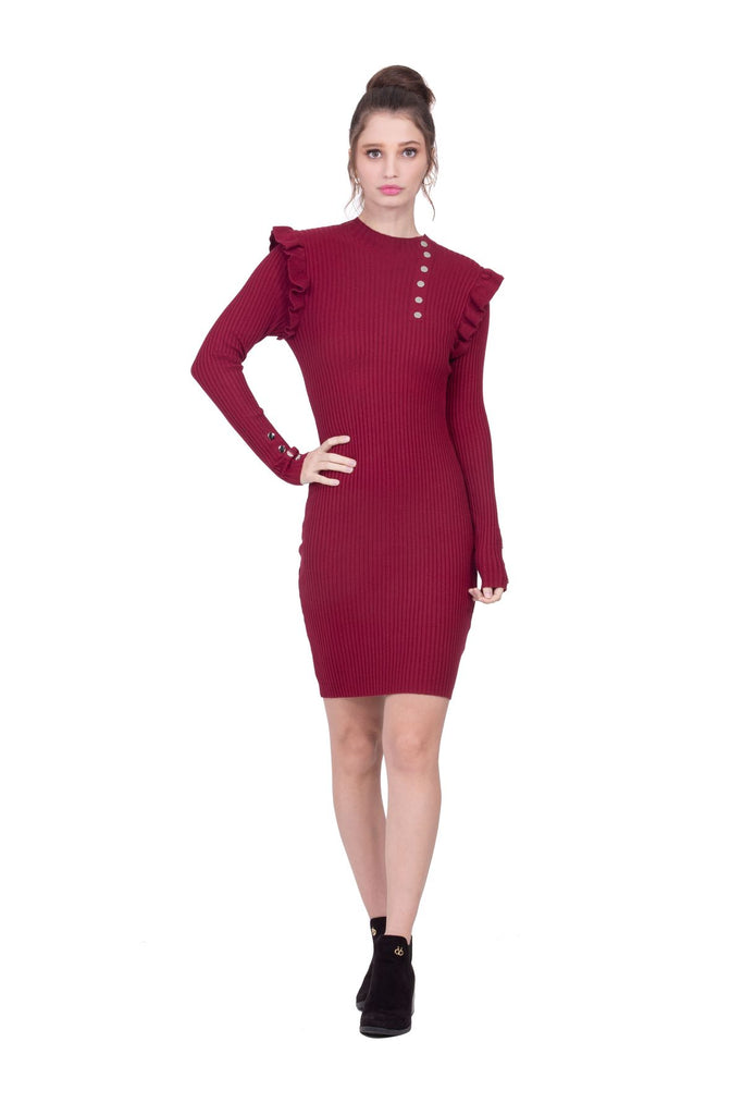 Vestido tejido de punto guinda Ciudadela